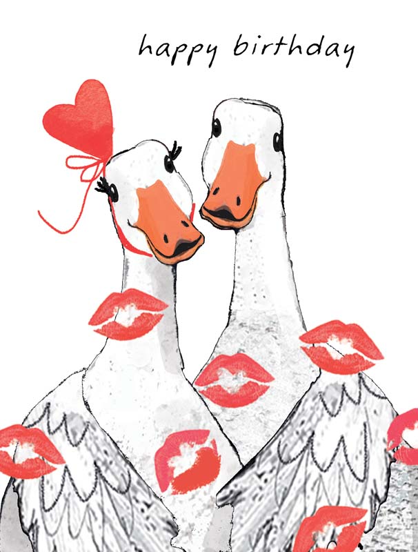 Pack of 2 Love Themed Goose Birthday Cards