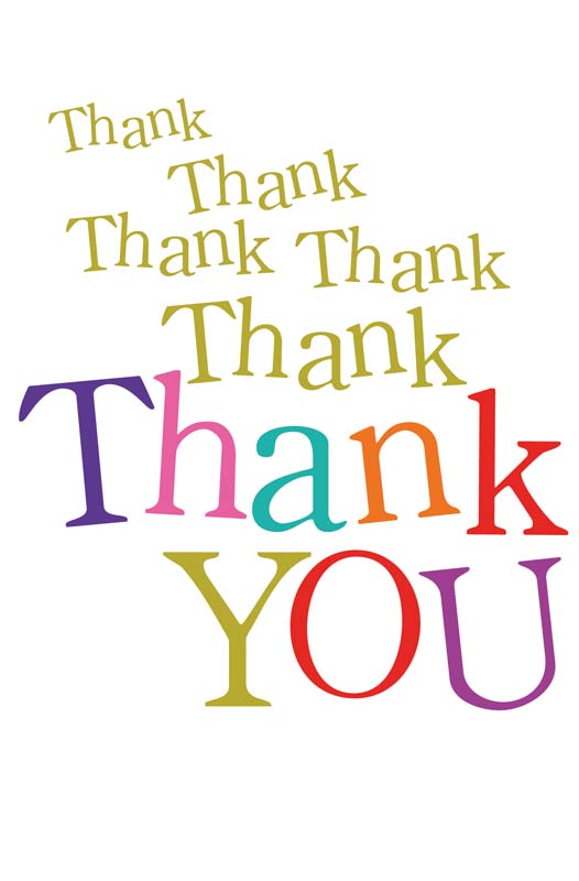 Typography thank you card reading