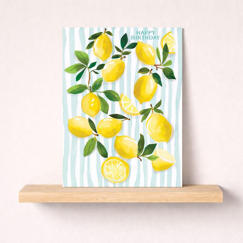 Bright and cheerful lemon greetings card for a special birthday celebration. Ideal for friends, family, or colleagues. Spread happiness with this vibrant design!