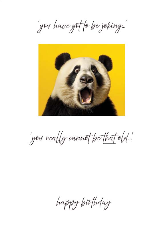 Birthday greetings card with happy panda design, perfect for spreading joy and good wishes. Ideal for friends, family, or colleagues.