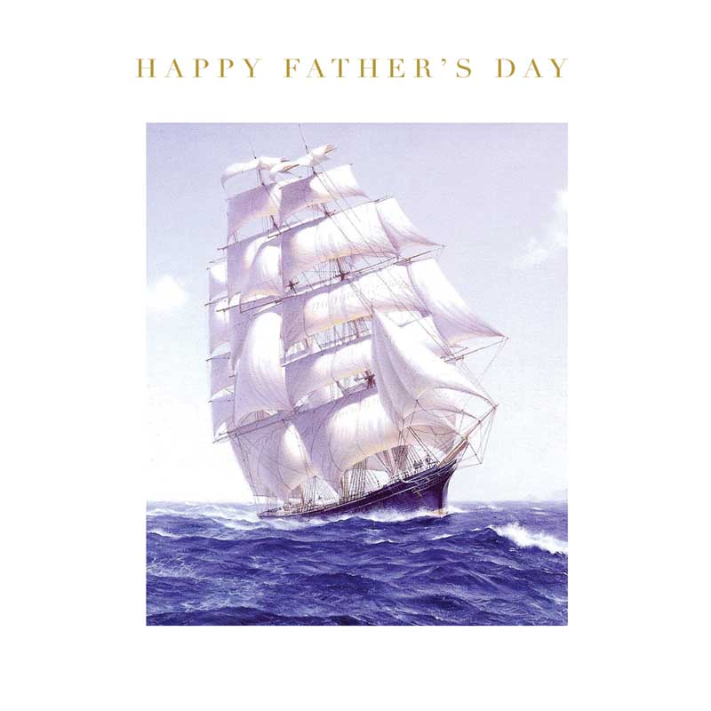 Sailing Boat Father's Day greetings card with majestic sailboat on open sea, capturing adventure and freedom.