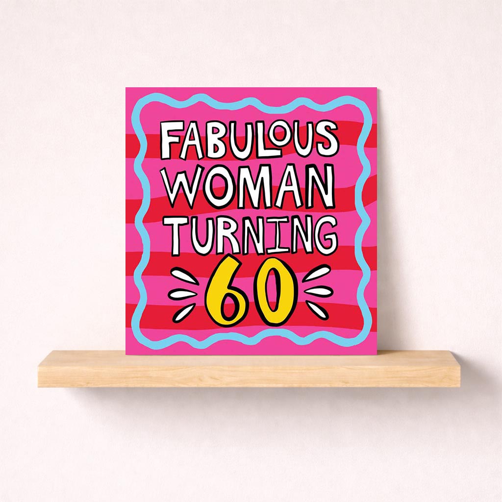 Vibrant pink card for a fabulous 60th birthday woman, with chic "FABULOUS WOMAN TURNING 60" message.