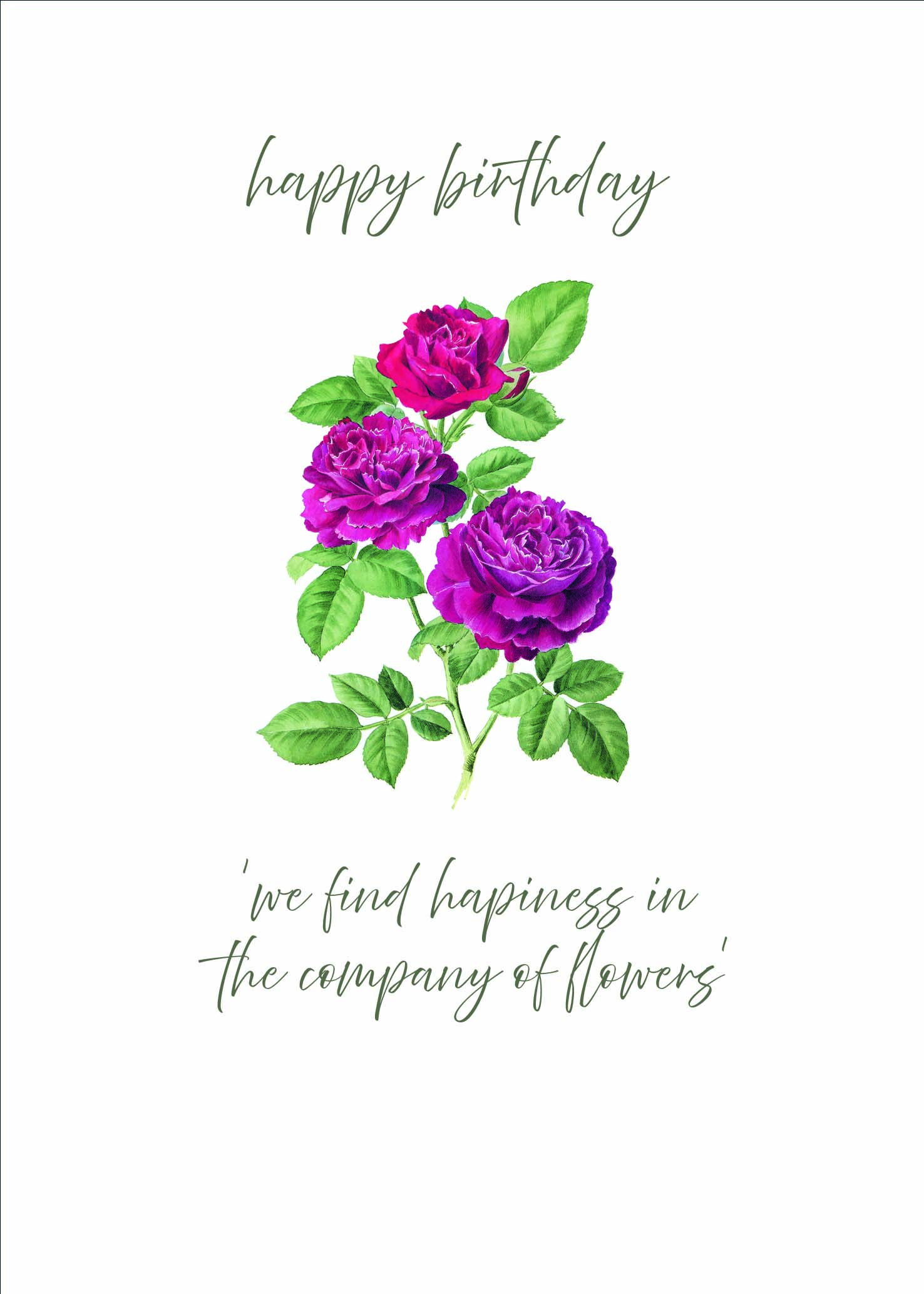Charming birthday card with watercolor rose and "happy birthday" message. Elegant and timeless design perfect for showing you care. Suitable for anyone who loves flowers and thoughtful greetings. Spread happiness and love with this lovely card.
