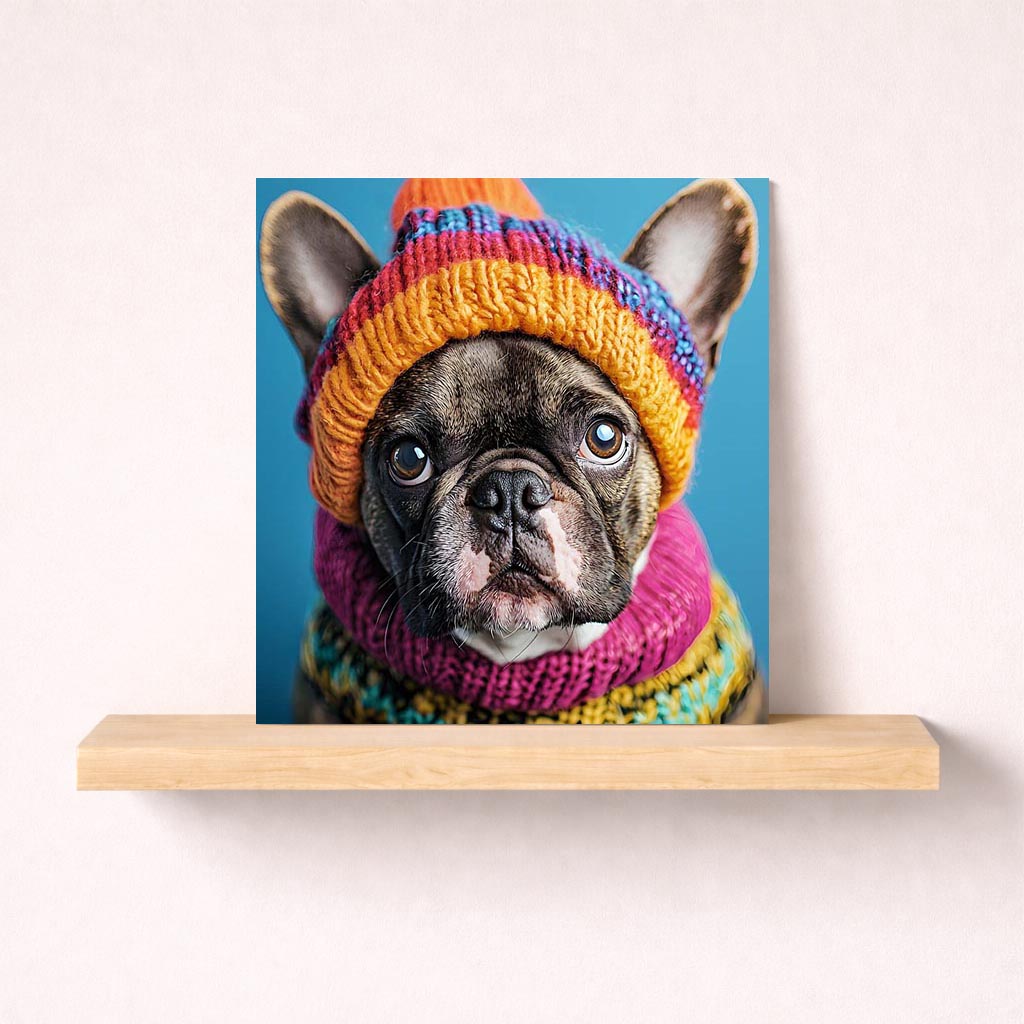 Cheerful dog in hat and scarf greetings card, sure to bring a smile. Ideal for spreading joy and warm wishes to loved ones.