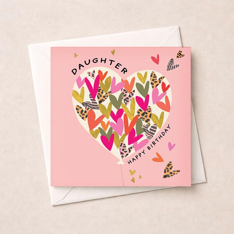 Charming heart balloon surrounded by hearts and butterflies on vibrant leopard print background. Perfect for spreading love and joy.