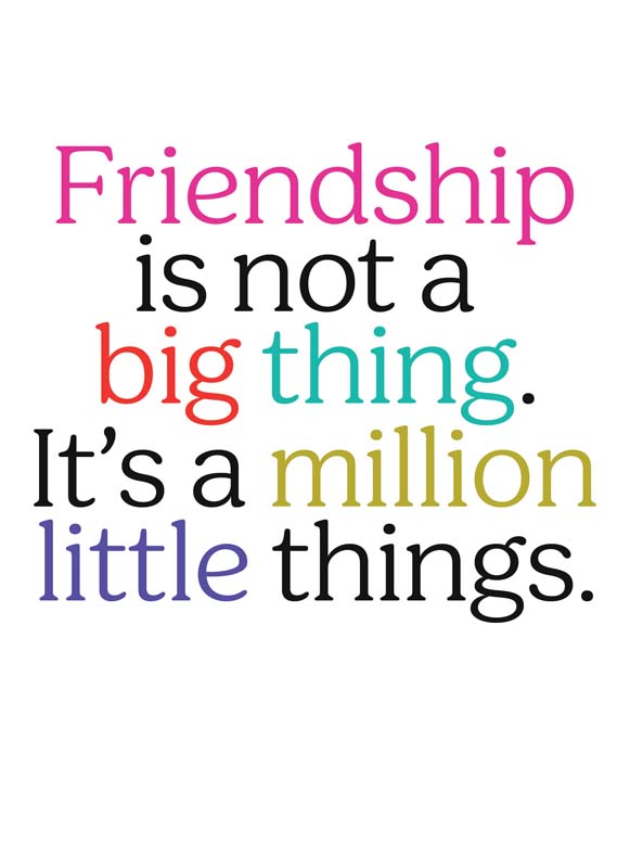 Charming greetings card with quote on friendship, warm colours, stylish font. Perfect for showing friends you care.