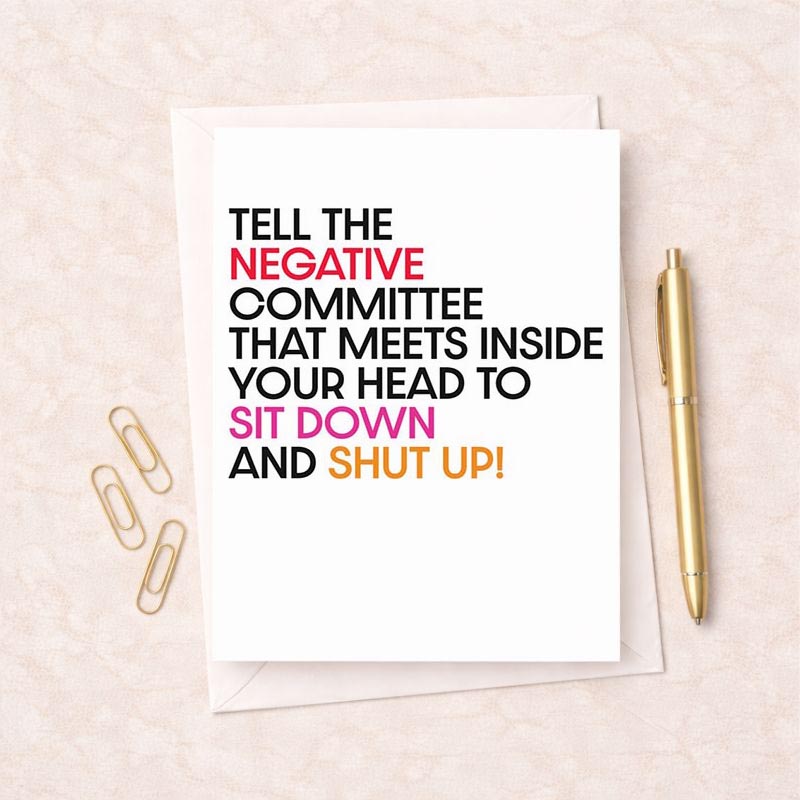 Colourful card with bold quote encouraging positivity and self-love. Perfect pick-me-up for anyone needing a confidence boost.