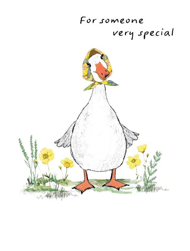 Charming duck in trendy hat greetings card - perfect for sending warm wishes with a playful vibe. Ideal for animal lovers and nature enthusiasts.