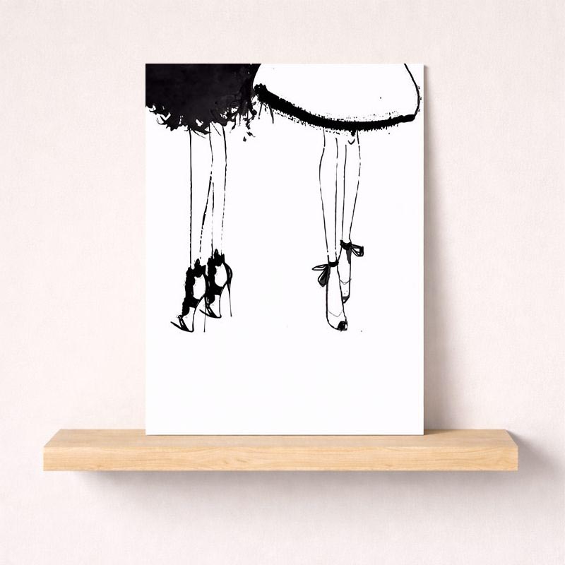 Whimsical greetings card with woman's legs hanging from umbrella, perfect for spreading joy and positivity.
