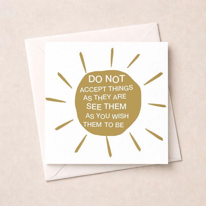 Charming greetings card with golden circle and uplifting quote on warm brown background. Ideal for spreading cheer to friends and family.
