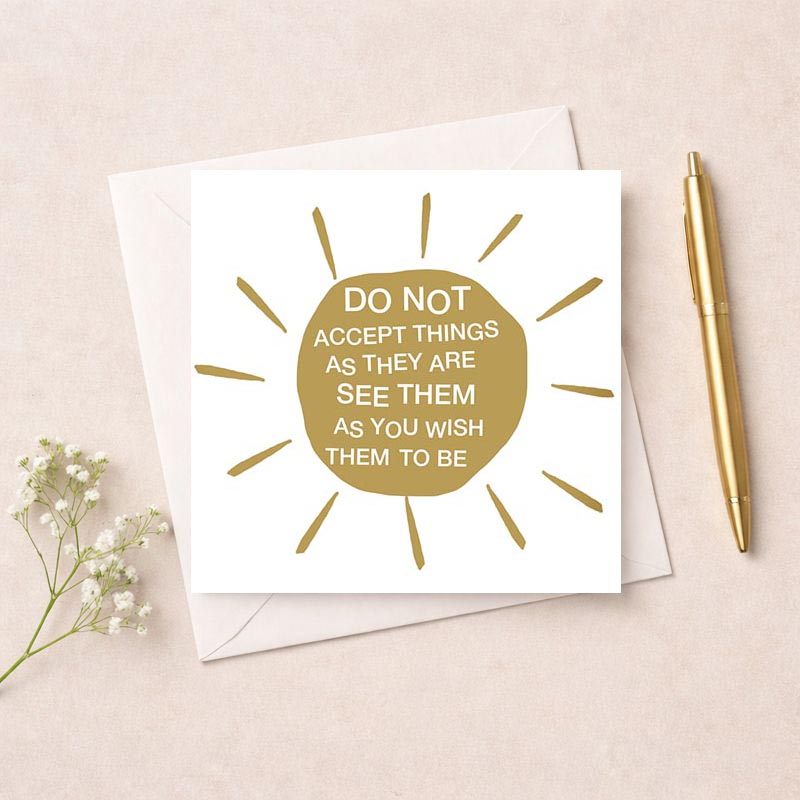 Charming greetings card with golden circle and uplifting quote on warm brown background. Ideal for spreading cheer to friends and family.