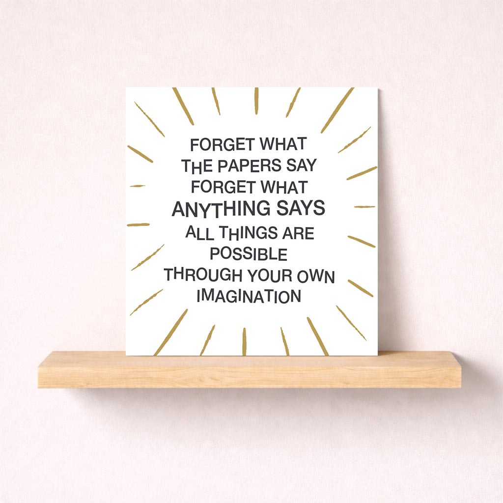 Uplifting greetings card with quote "All things are possible through your own." Perfect for boosting confidence and motivation.